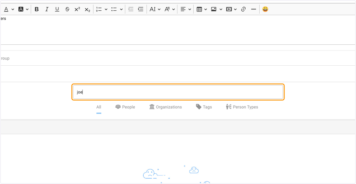 To create a static group you manage, type the person name or organization that you want to add.