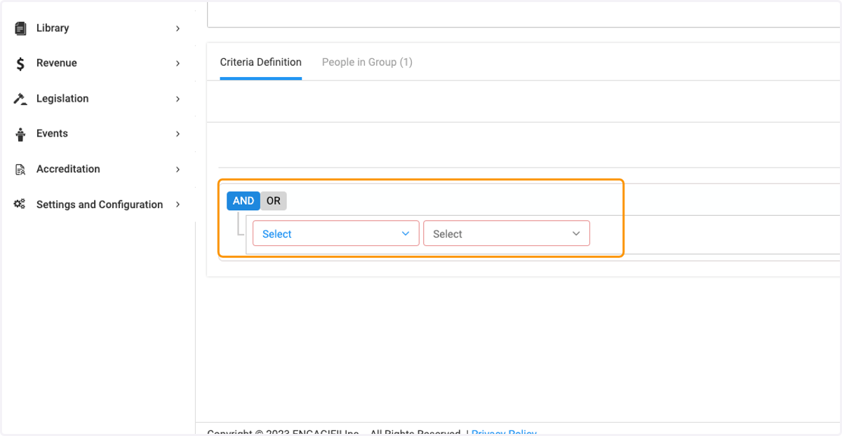Create group rules by selecting And / Or and then selecting the group criteria