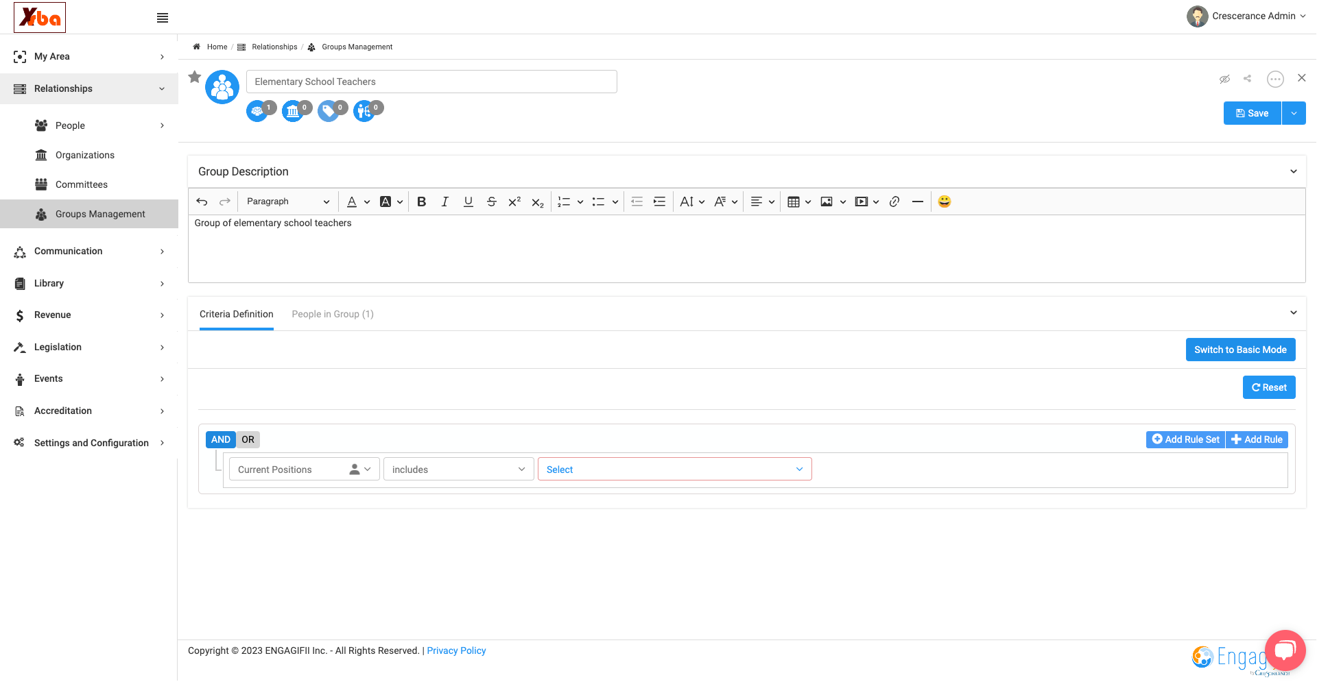 Click on Select to complete criteria selections
