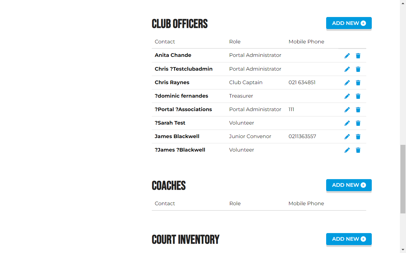 Scroll down to your club officers