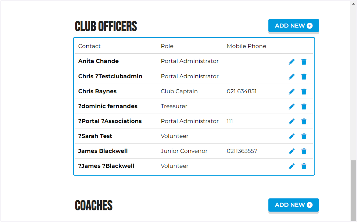 Scroll down to your club officers