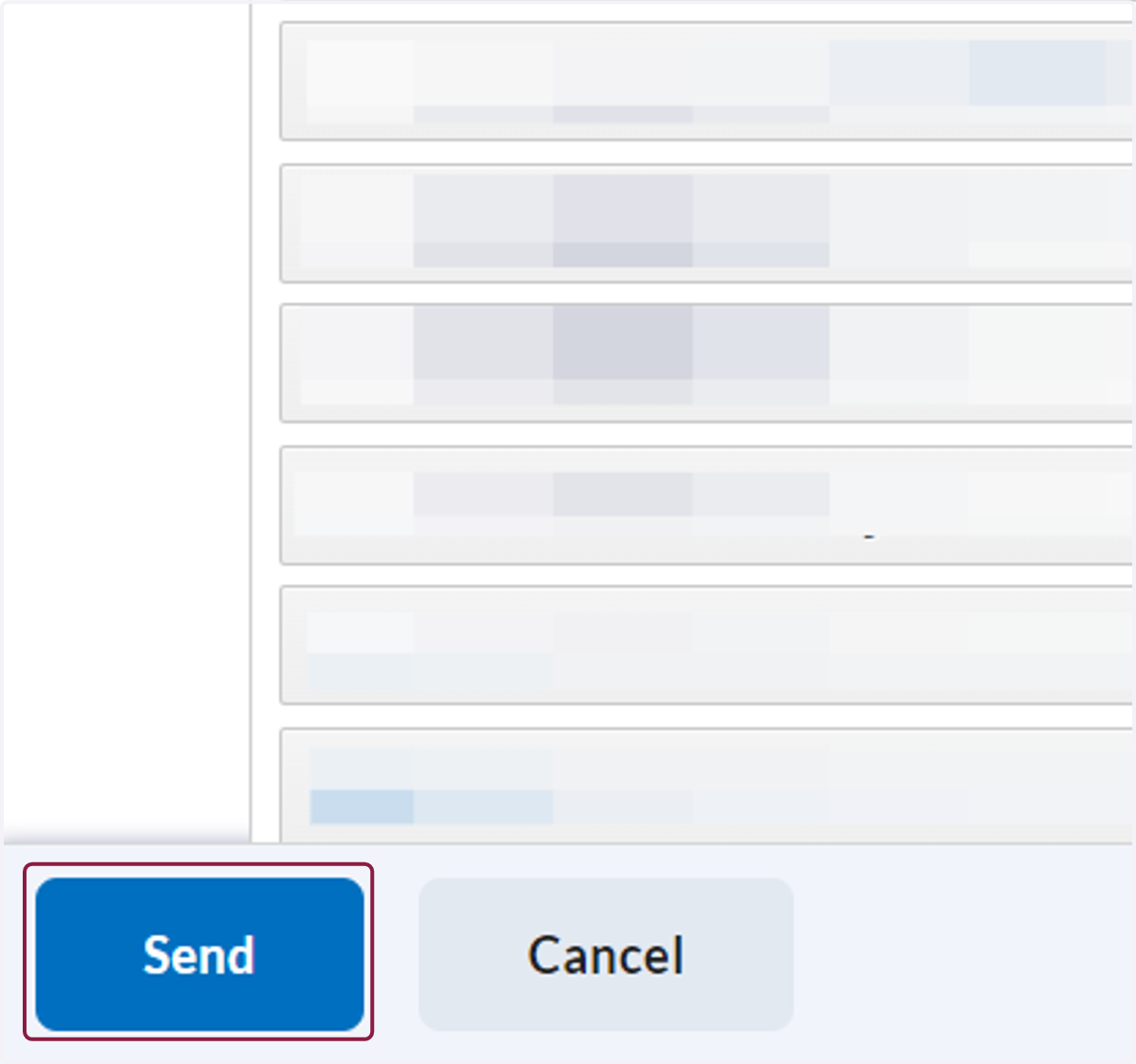 Compose a message to support students. You may encourage them to log on and engage with course content, direct them to support services in the ARC or offer you office hour time as a chance for them to stop in and get support. When you are ready, clic