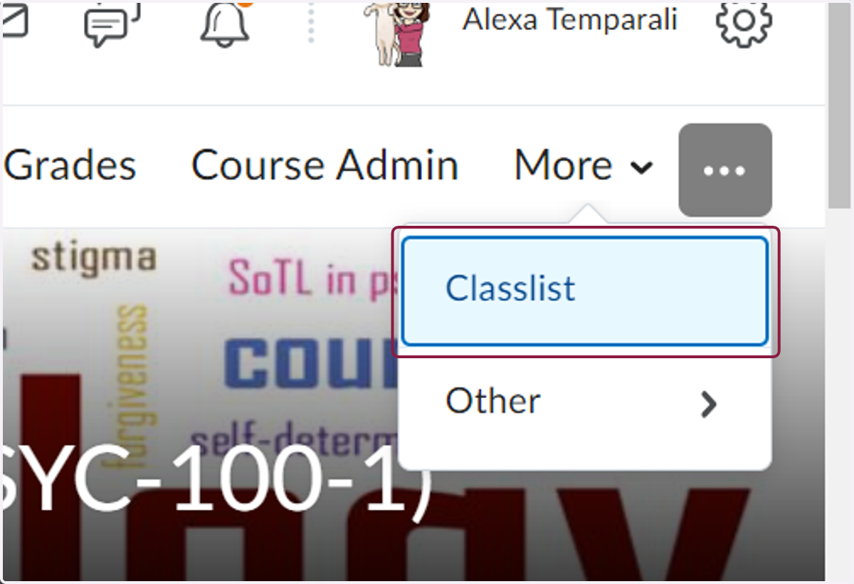 Click on Classlist