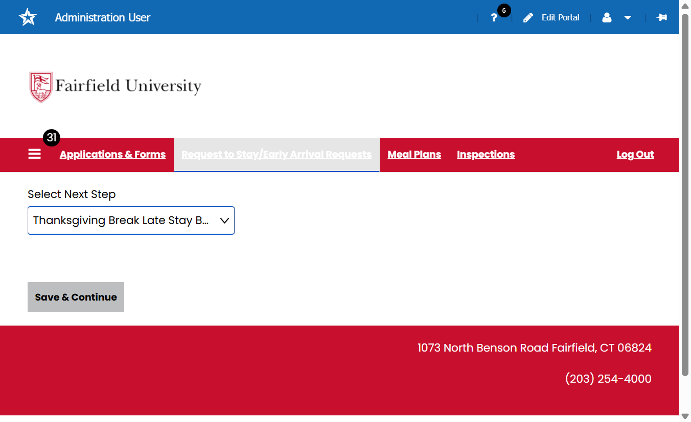 In the dropdown, select the request form you would like to complete.