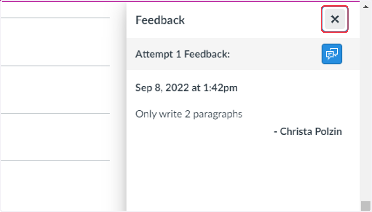 Feedback window