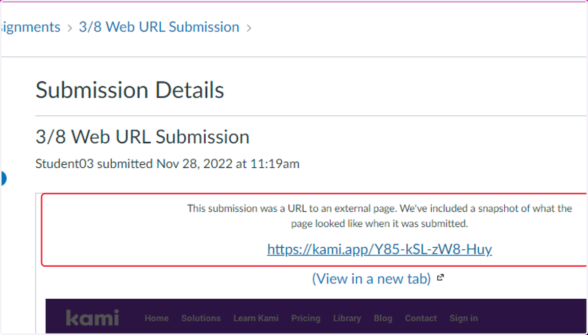 Submission Details Page