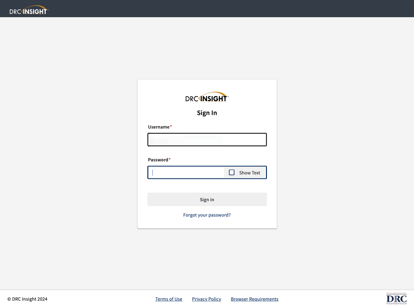 Sign in with your DRC Credentials
