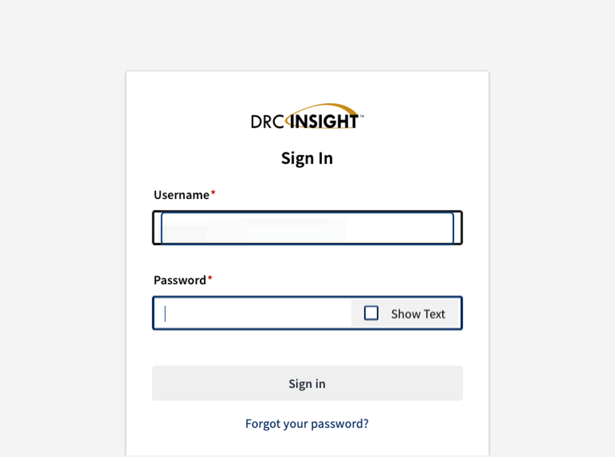 Sign in with your DRC Credentials
