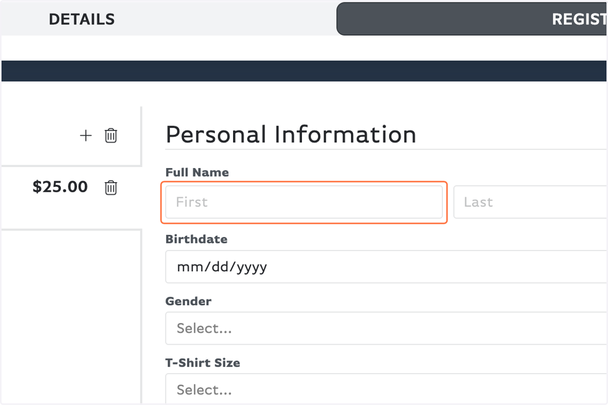 Fill out the registration form with your personal information