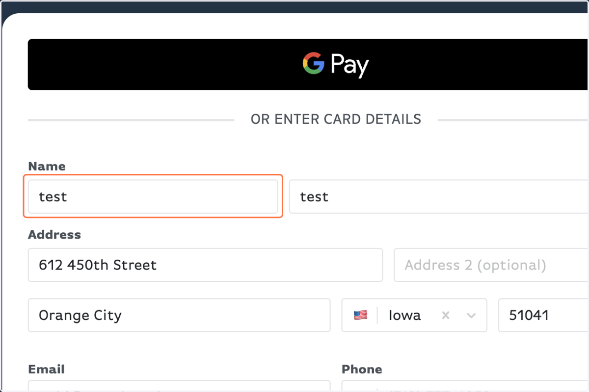 Fill out payment information