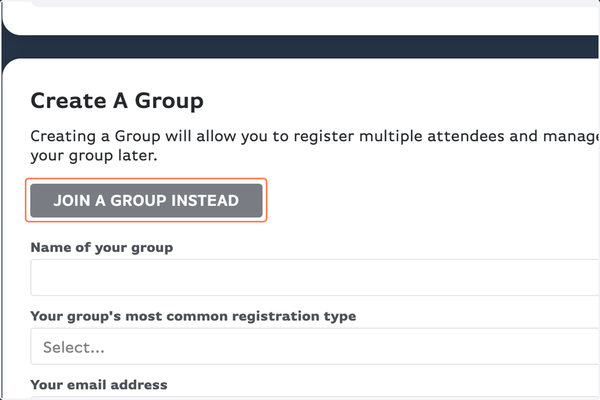 Click on JOIN A GROUP INSTEAD