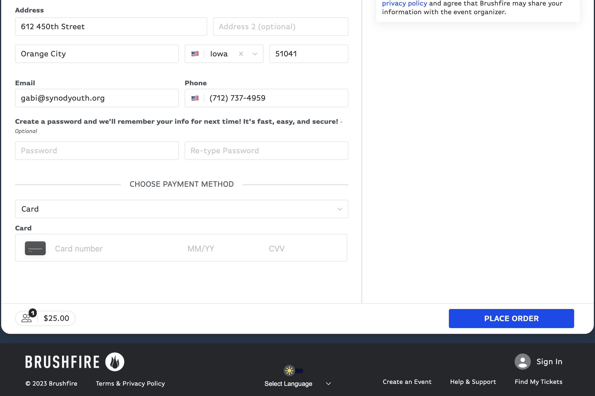 Choose payment method