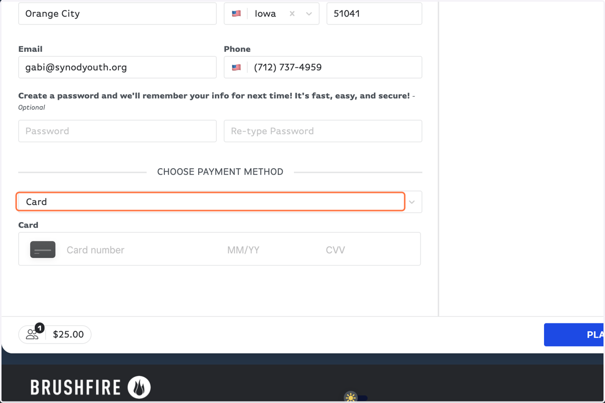 Choose payment method