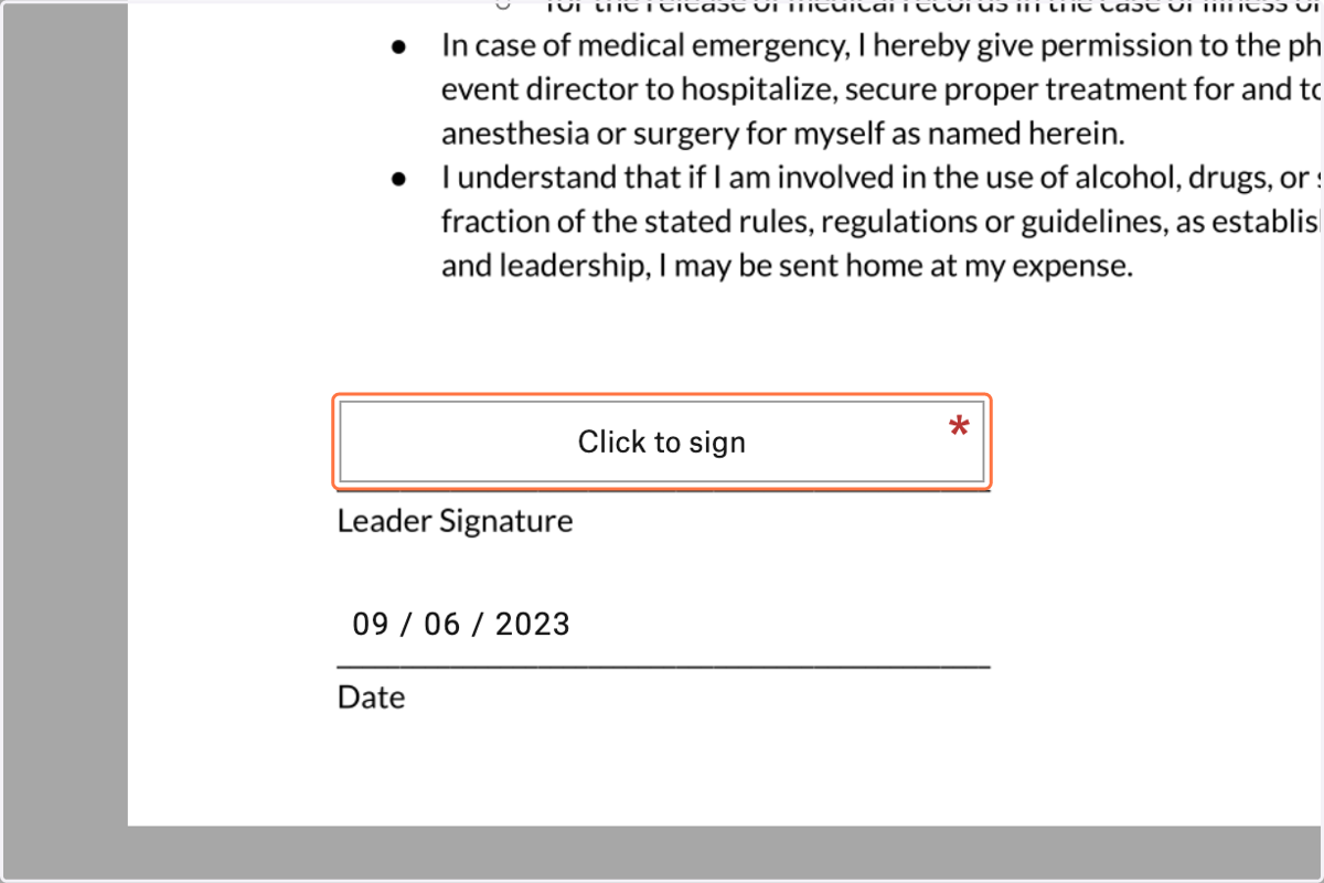 Click on Click to sign