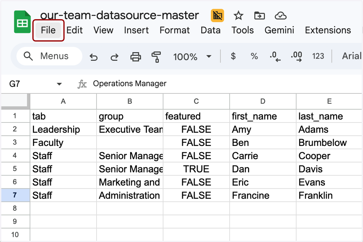 Now you'll export this sheet. Go to File...