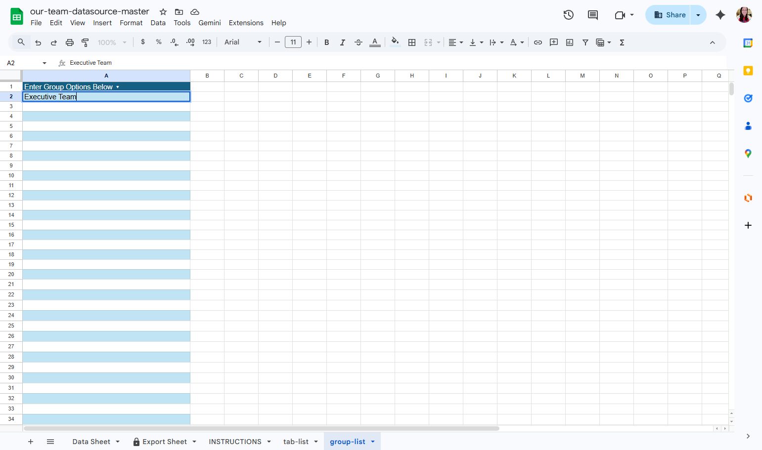 Overwrite "Group 1" with a Group Name you would like to use.