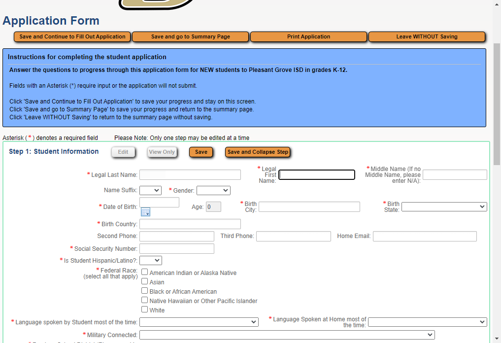 Complete the required fields.