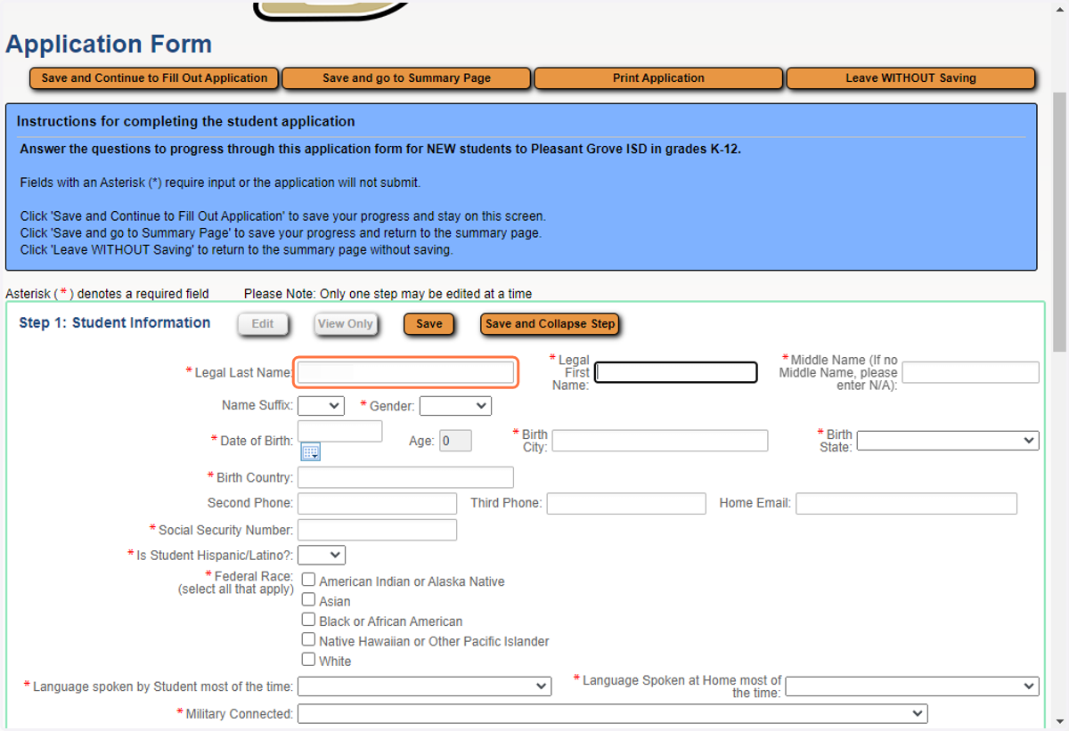 Complete the required fields.