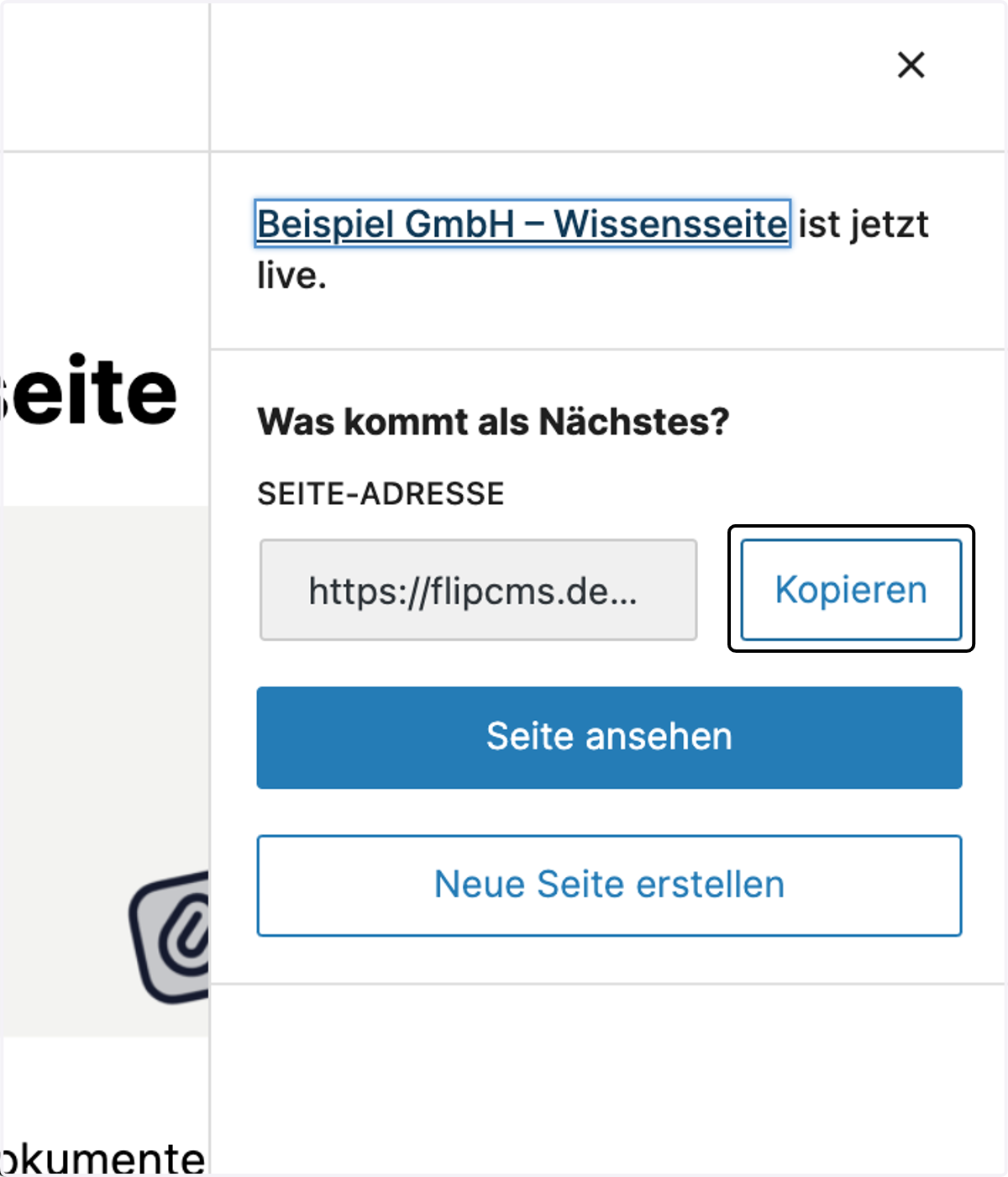 Kopiere den generierten Link