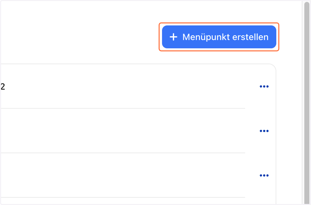 Klicke auf "Menüpunkt erstellen"