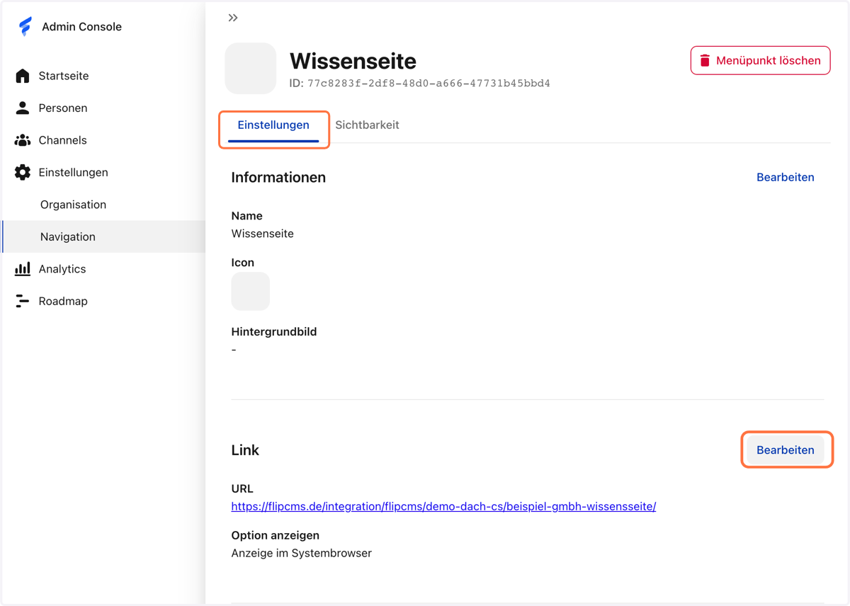 Klicke auf "Einstellungen"
