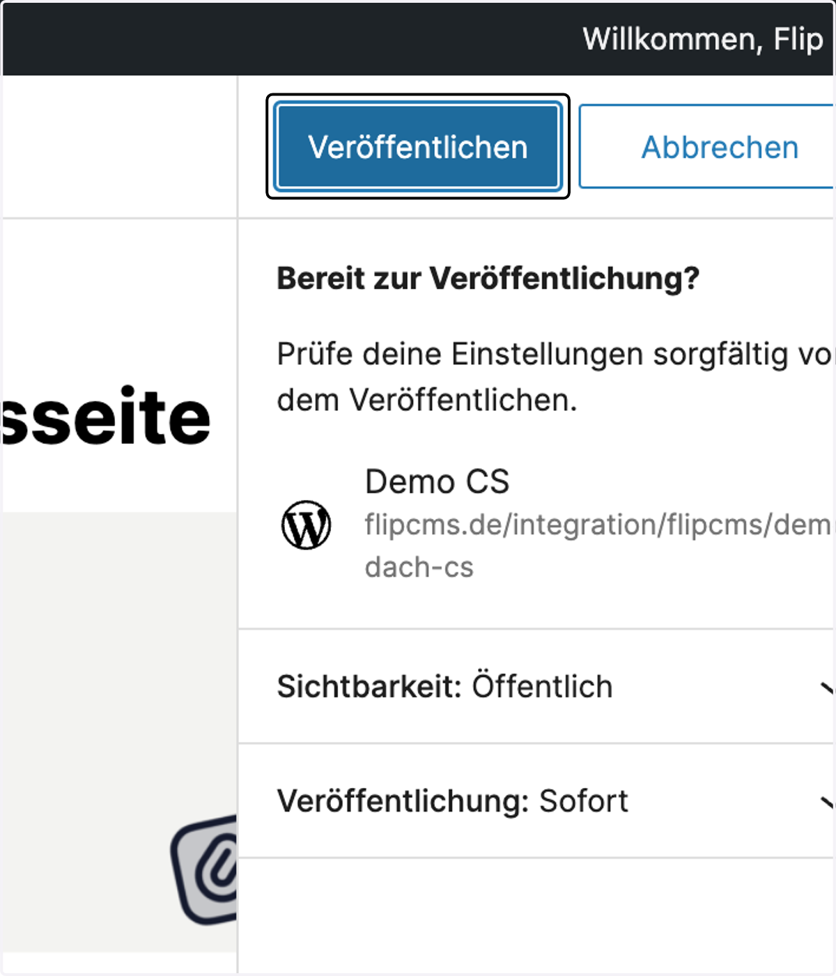 Klicke nochmal auf "Veröffentlichen".