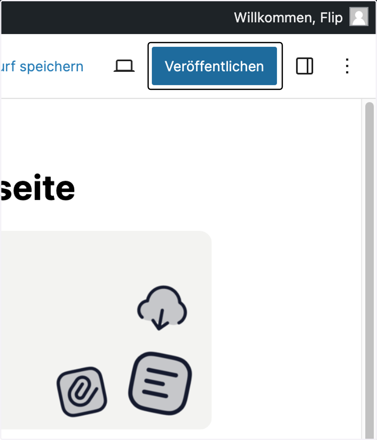 Klicke auf „Veröffentlichen“