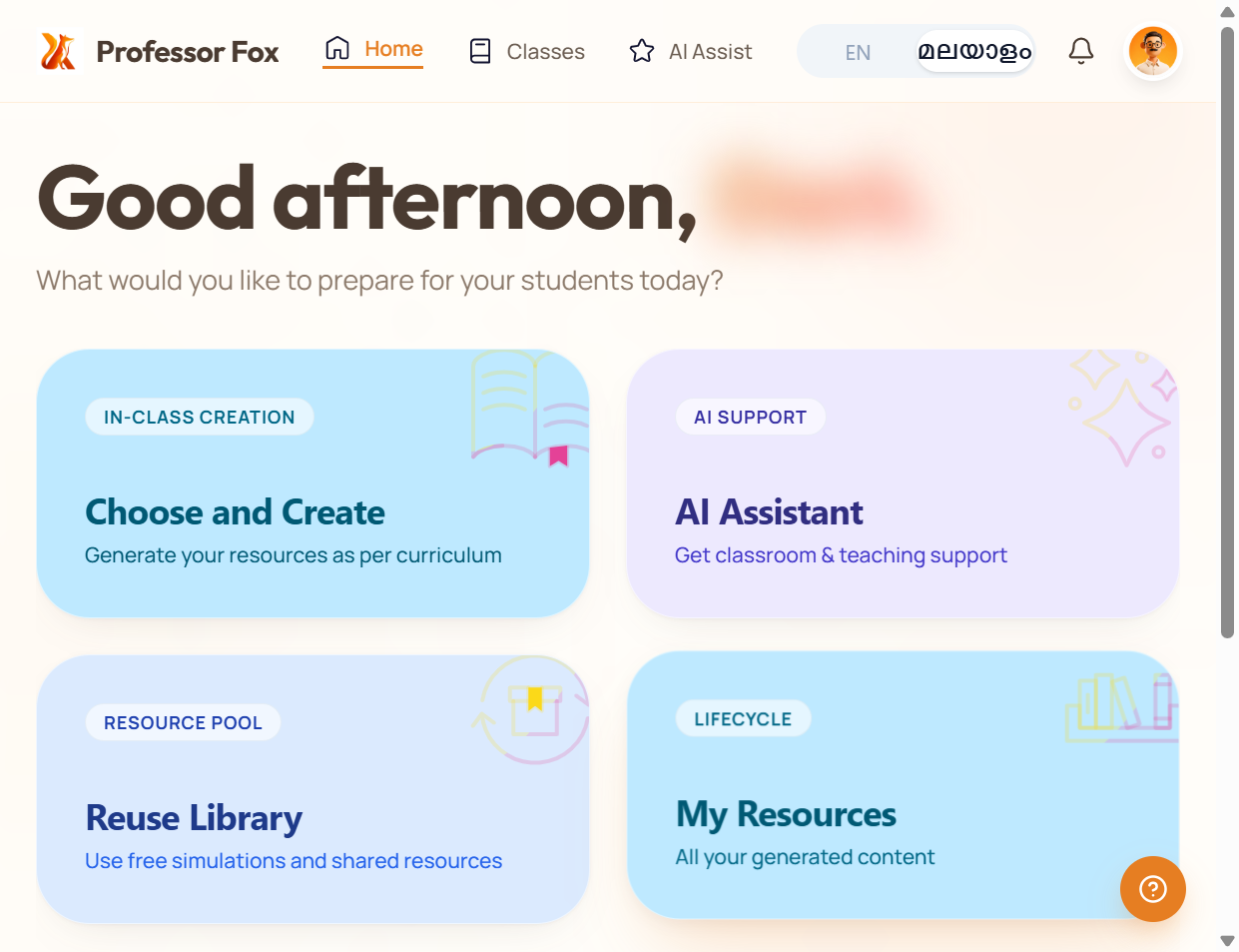 A. Open Professor Fox B. Select "My Resources" to view the resources you have created in Professor Fox.
