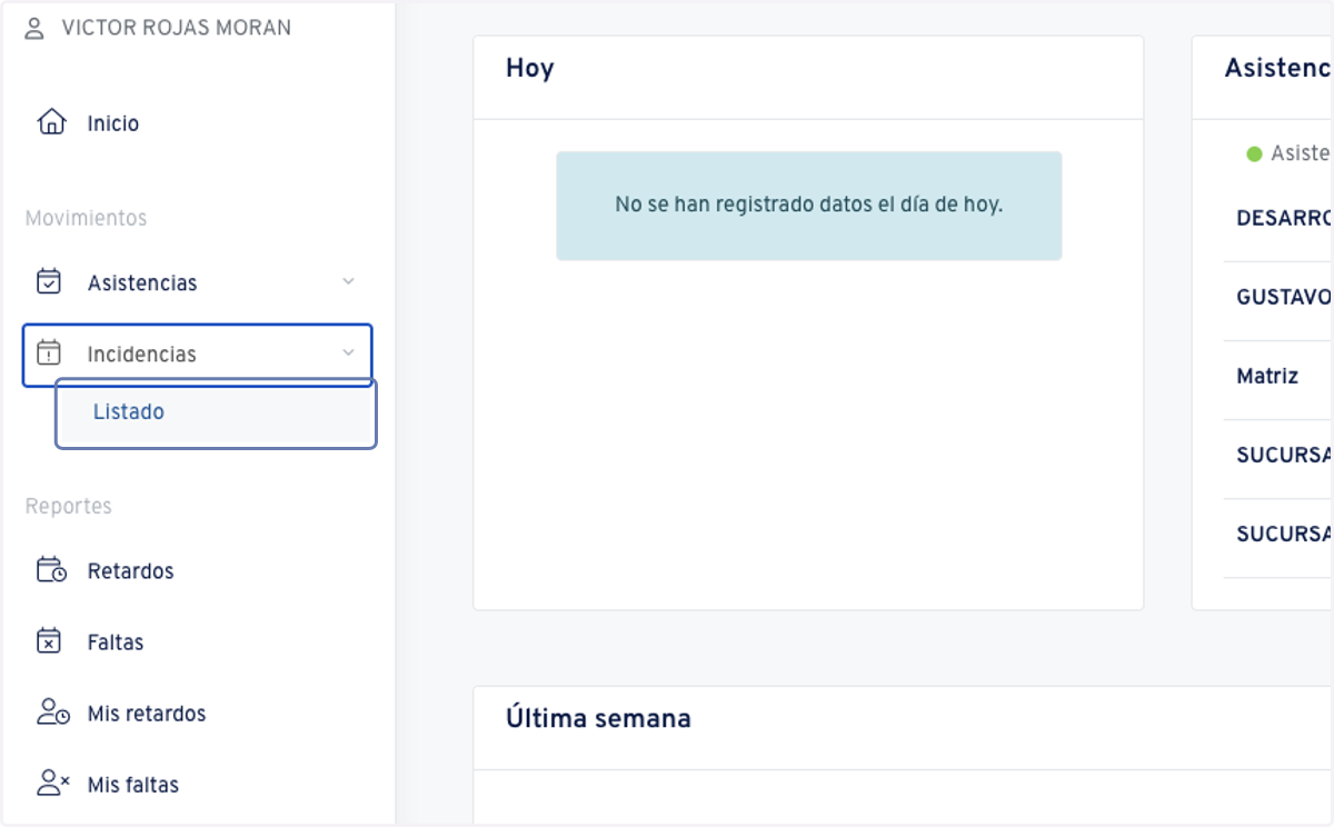 Presiona en Listado