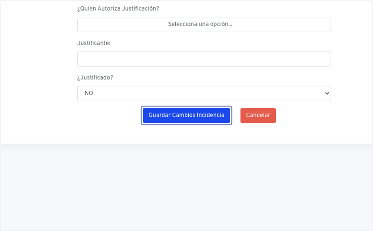 Presiona en Guardar Cambios Incidencia