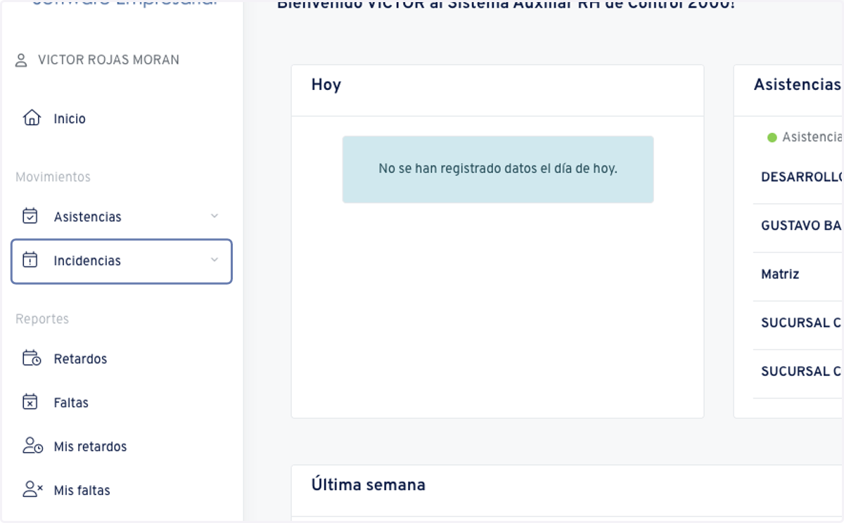 Presiona en Incidencias