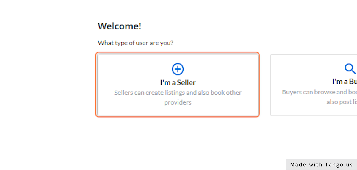 Click On the Plus Sign (+) and Select “I’m a Seller”