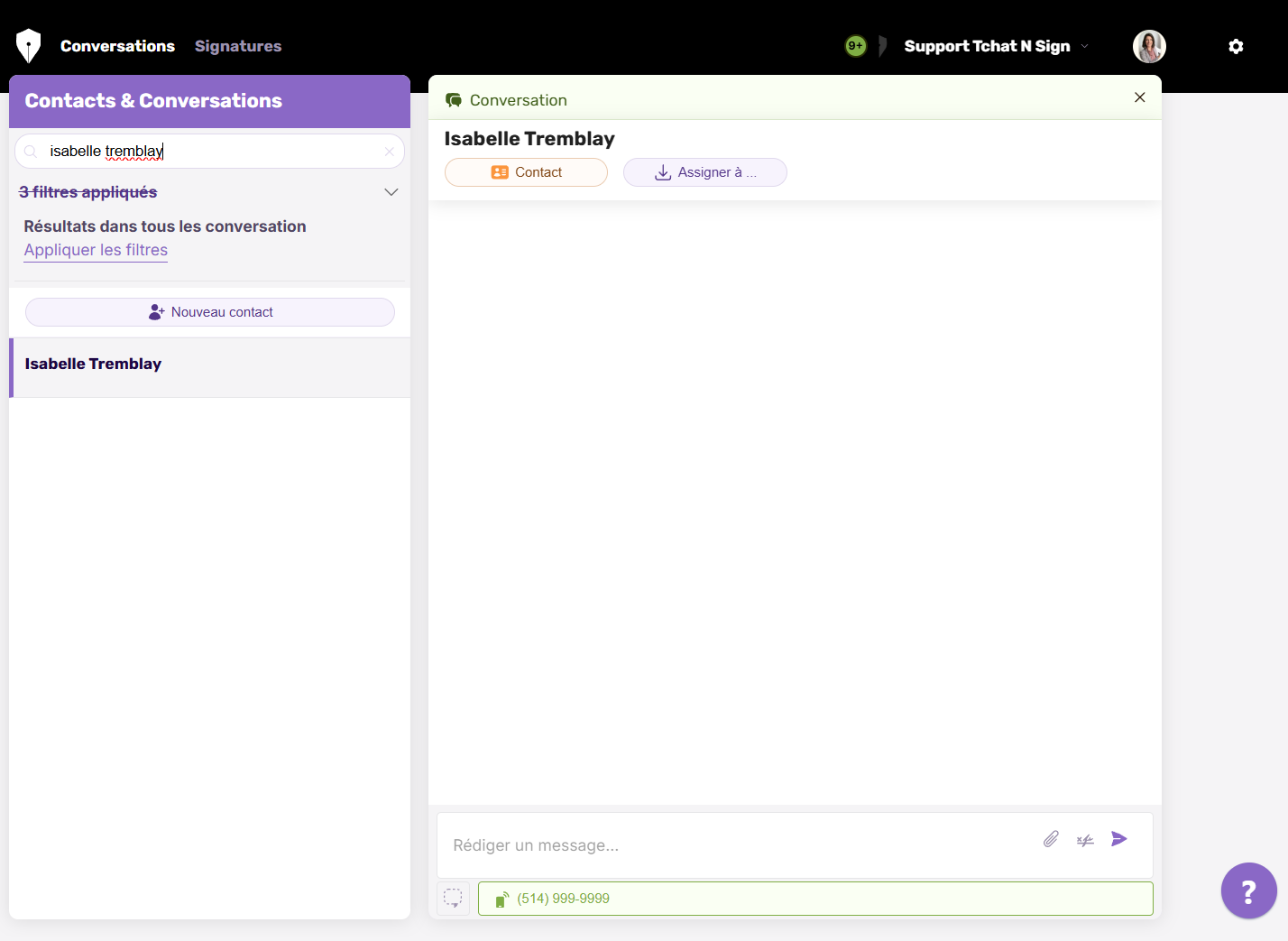 Cliquez sur votre contact