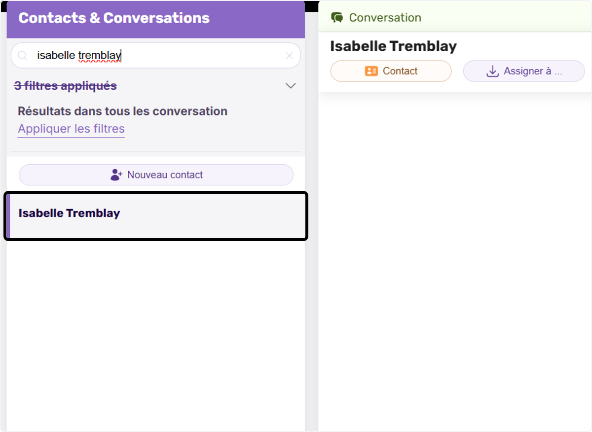 Cliquez sur votre contact