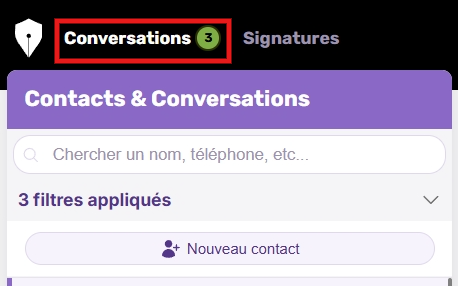 Cliquez sur le menu conversations