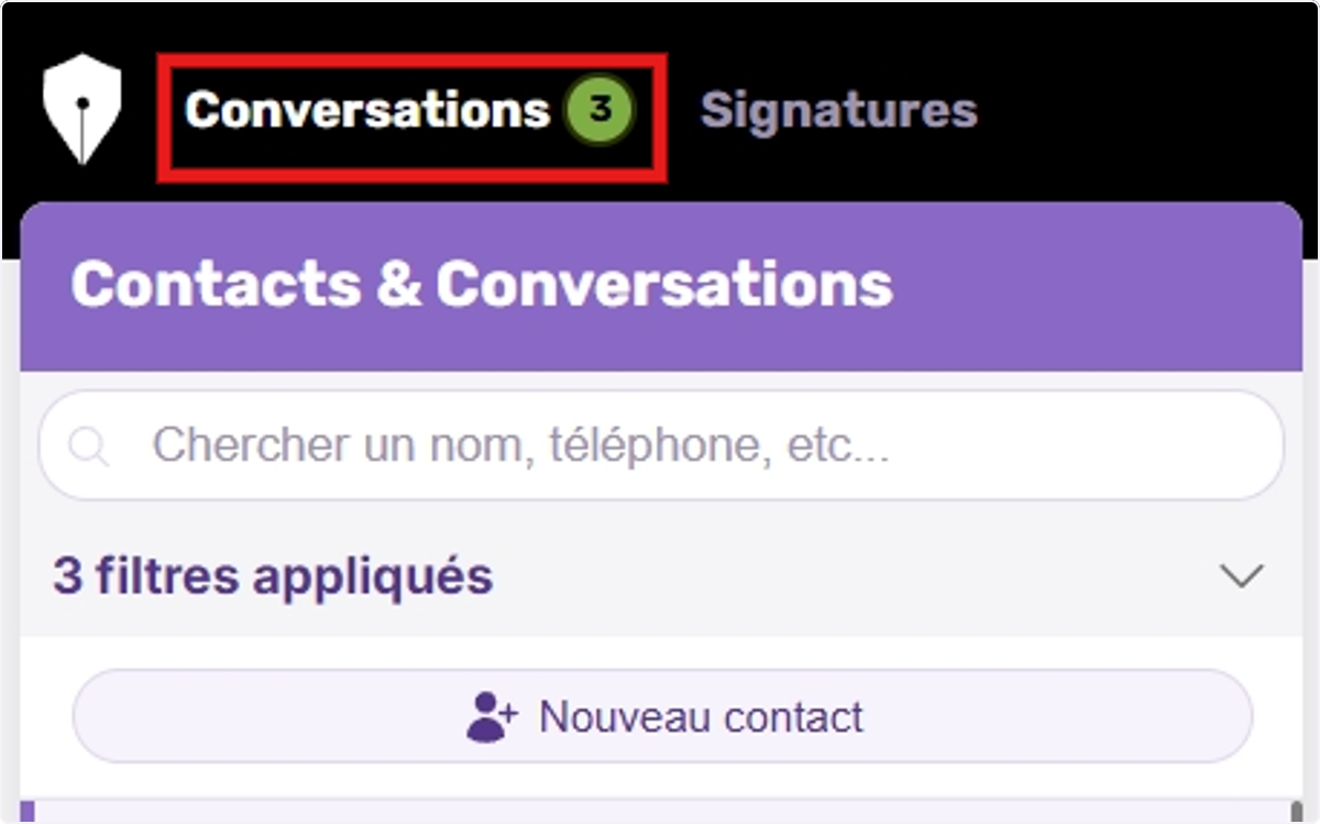 Cliquez sur le menu conversations