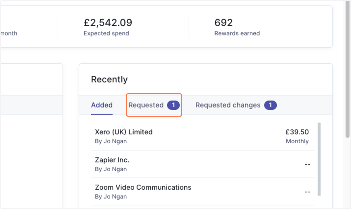 Head to Dashboard > Recently > Requested.