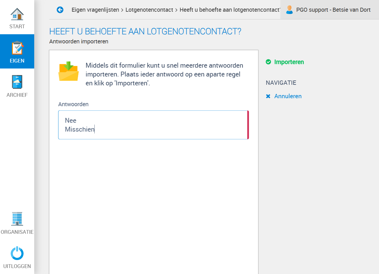 Zet ieder antwoord op een aparte regel.