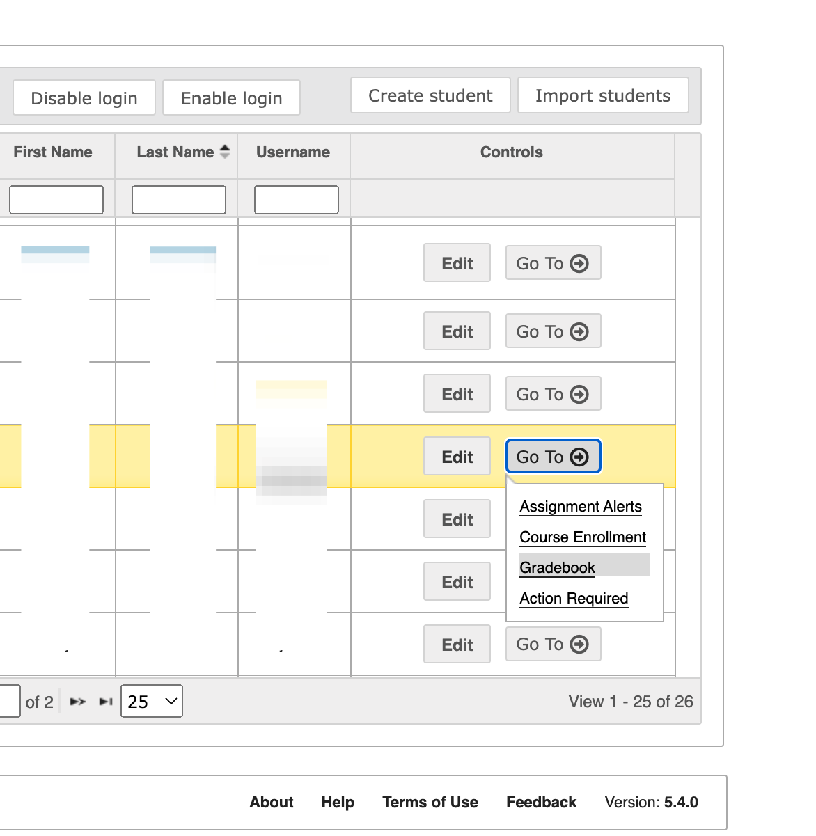 Select Gradebook from the dropdown menu