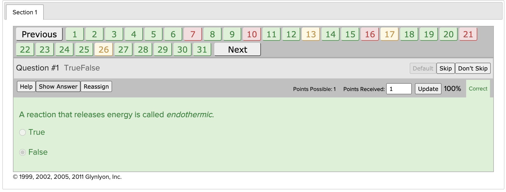 On questions that do not require teacher action you can use this button to view the answer.