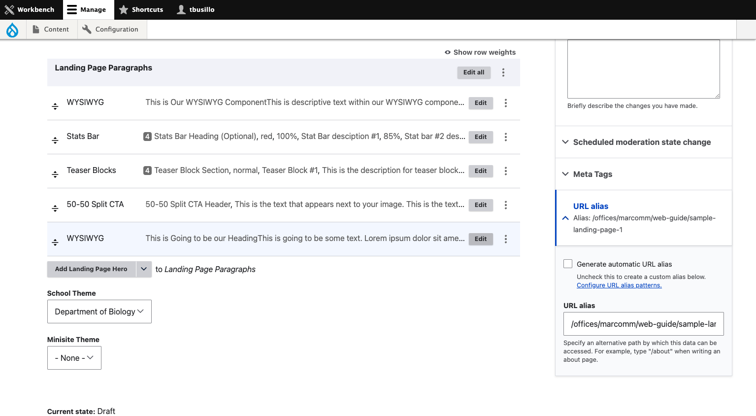 Click Edit to edit the WYSIWYG component