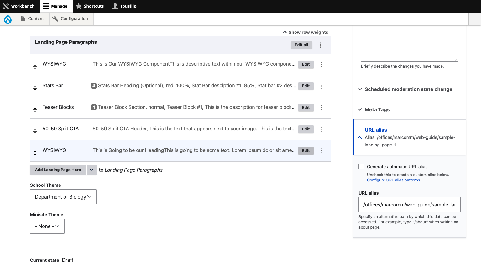 Click the Edit button on the WYSIWYG component containing your link