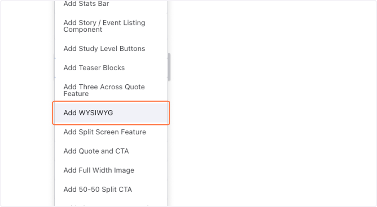Click on Add WYSIWYG