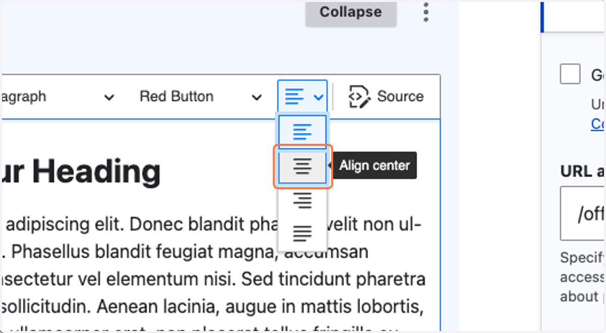 Click the Align Center icon