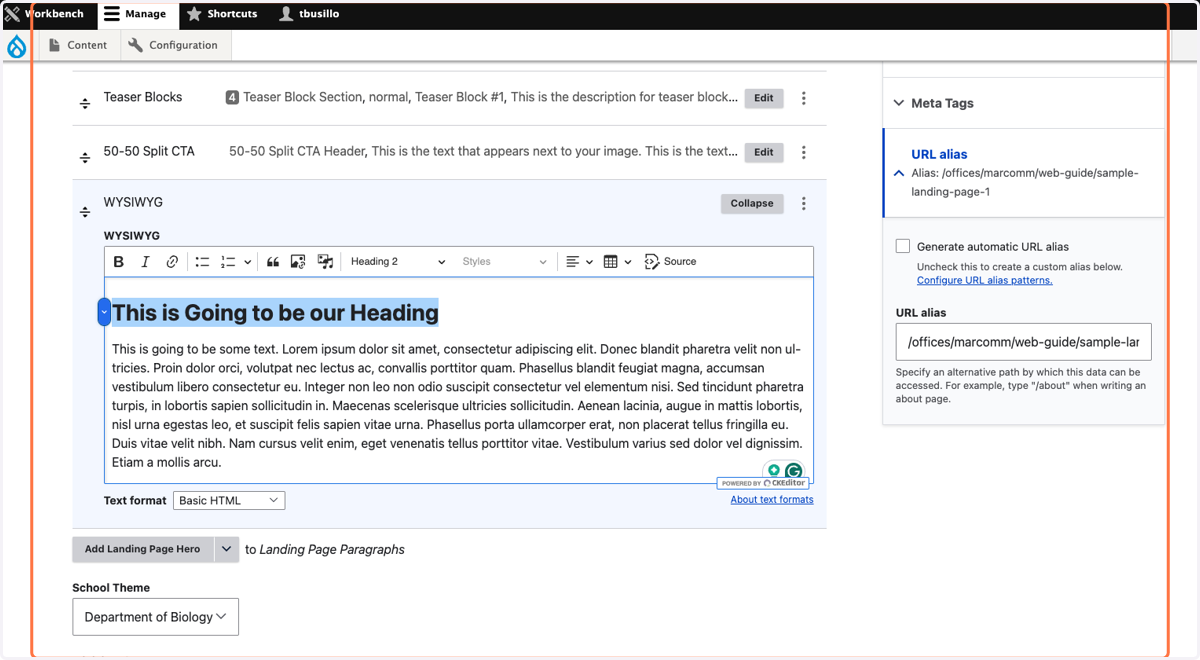 Review the heading in your editor.