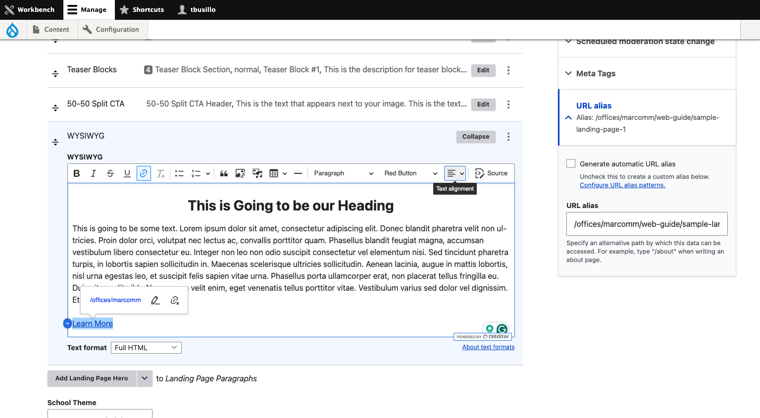 Click the Text Alignment icon