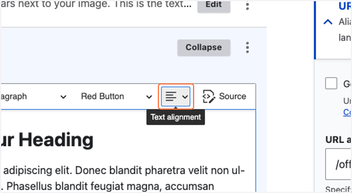 Click the Text Alignment icon