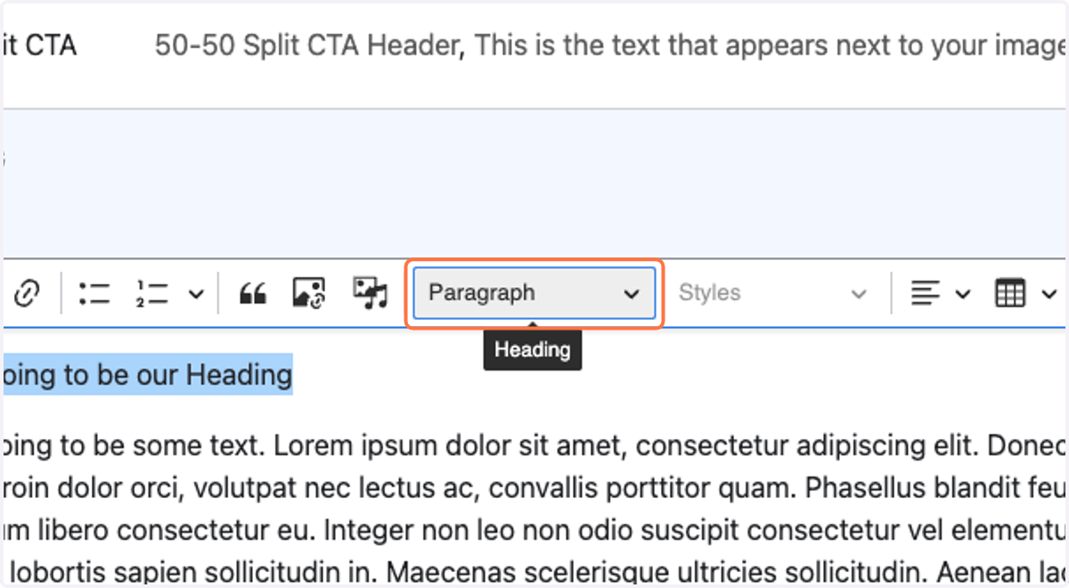 Click on Paragraph