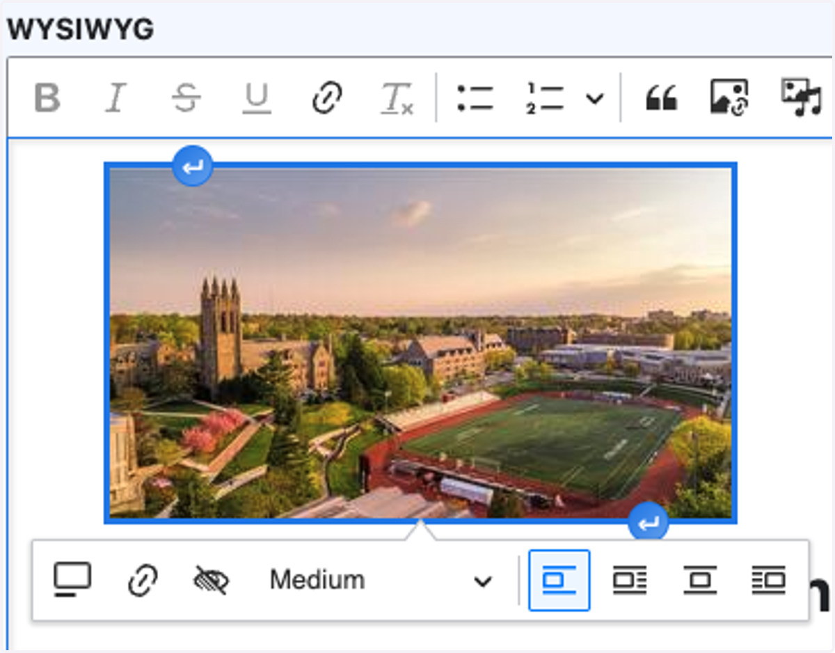 Click the image to select it and bring up a floating menu