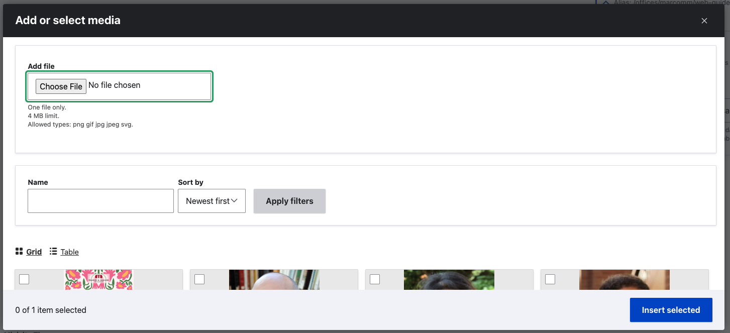 Select your image from the pop-up that comes up